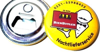 BierButler - Magnet-Button mit Öffner <font color=grey>(56mm)</font>